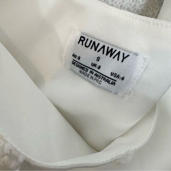 Runaway the Label White Alira One Shoulder Long Sleeve mini Dress | S - Picture 6 of 8
